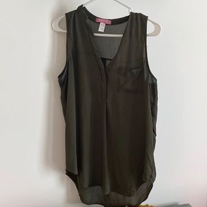 Six Degrees - Olive Green - long line tank top - size L